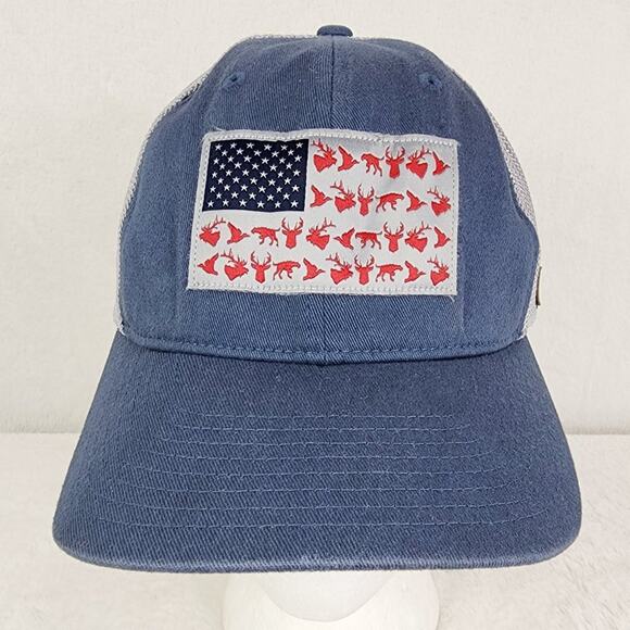 Columbia PHG Game USA Flag Fitted Trucker Hat Whitetail Deer Elk Duck L/XL EUC - Picture 2 of 10